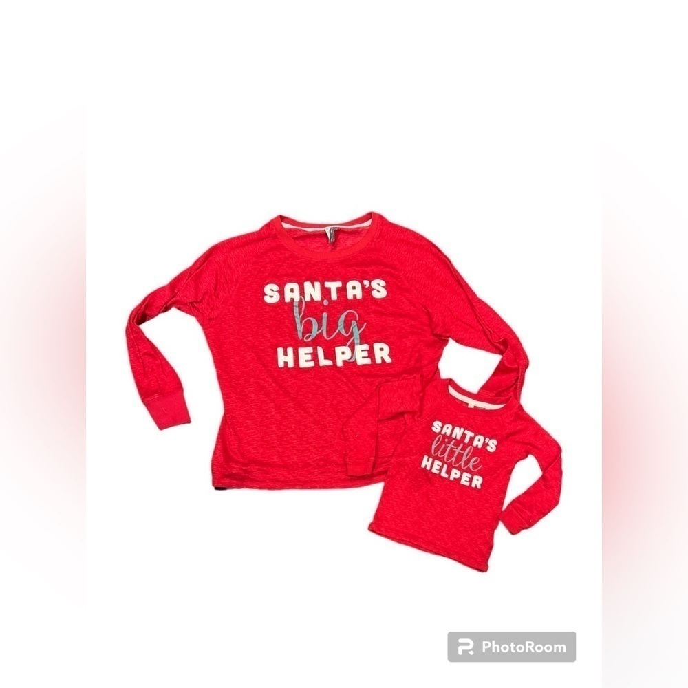 Jaclyn Intimates Mommy and Me Christmas Pajama Tops Red Santa Helper‎ XL 4T Set